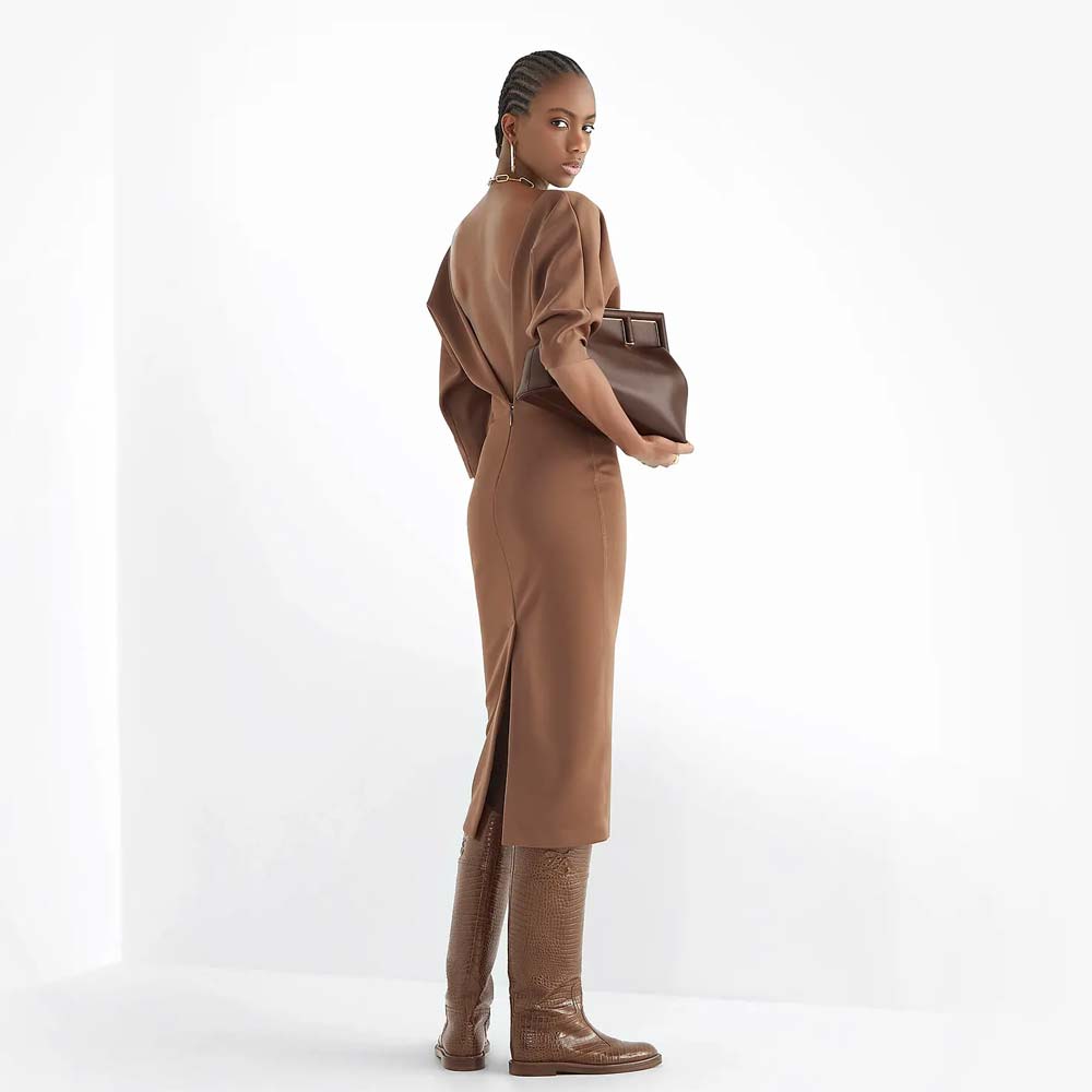 FENDI FIRST MEDIUM Dark Brown Leather Bag