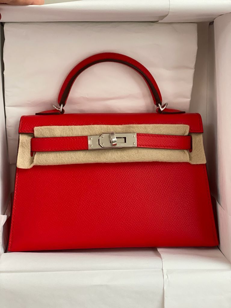Hermes Rouge De Couer Epsom Sellier Kelly 20cm Palladium Hardware