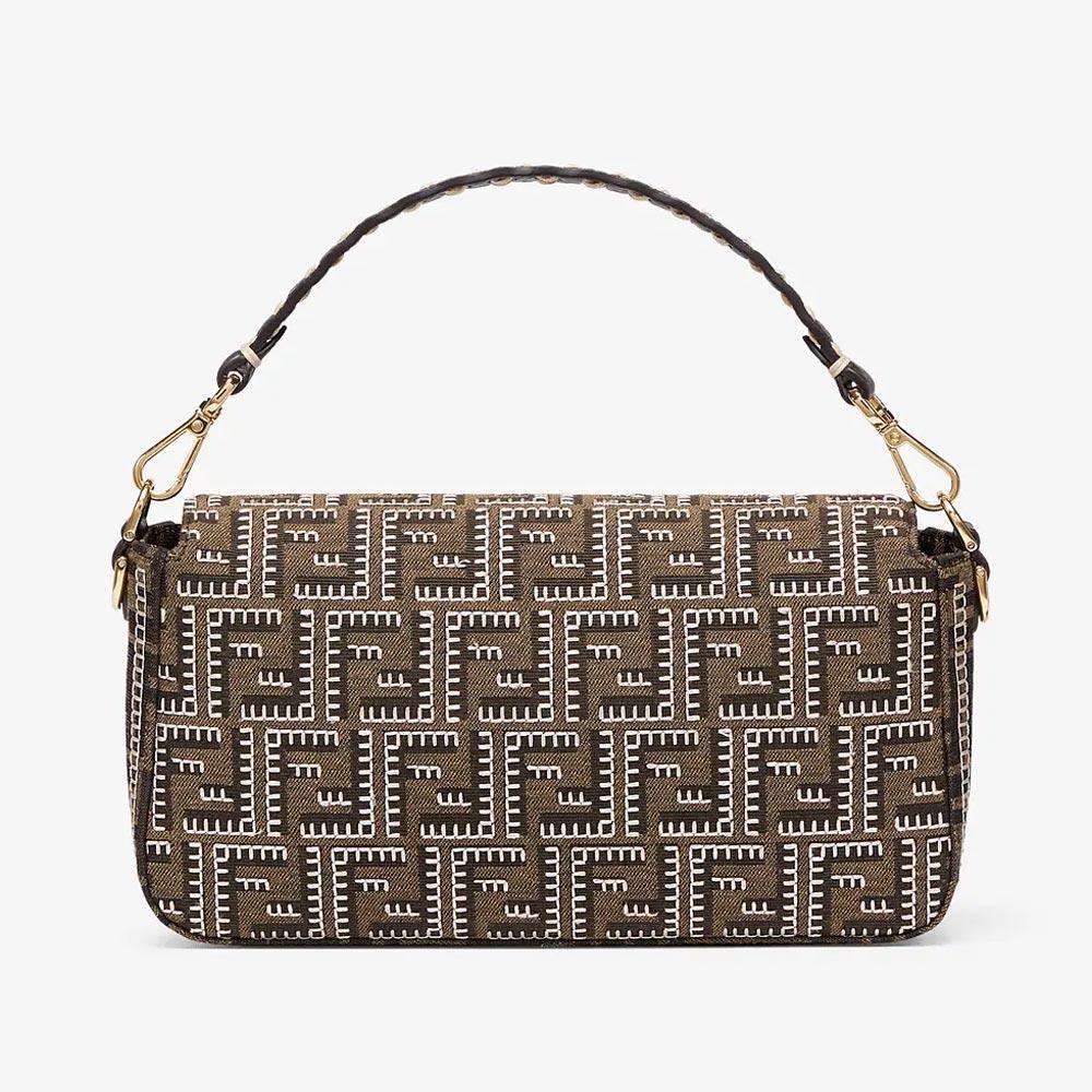 BAGUETTE Embroidered FF Fabric Bag