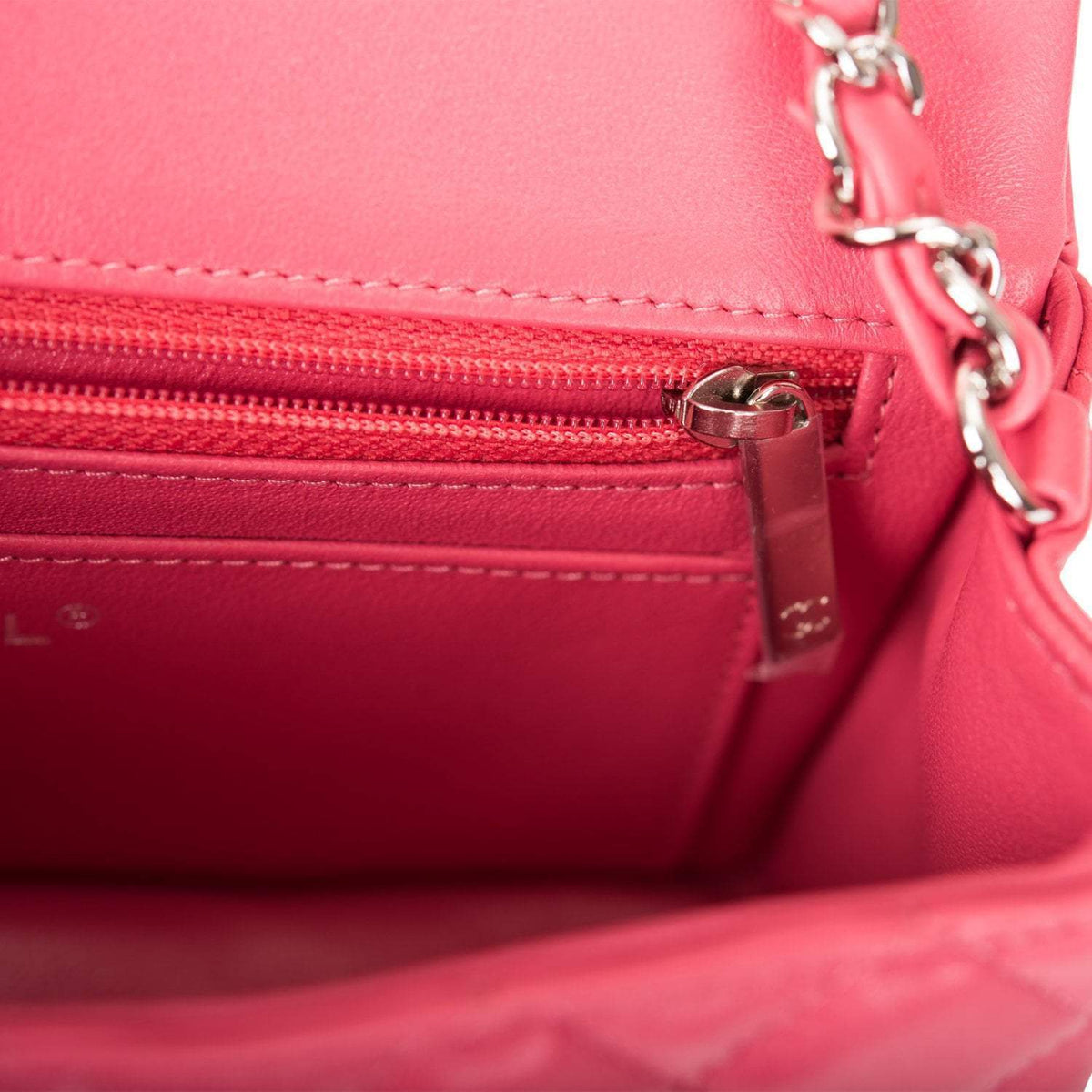 Chanel Pink Quilted Lambskin Rectangular Mini Classic Flap Bag Silver Hardware