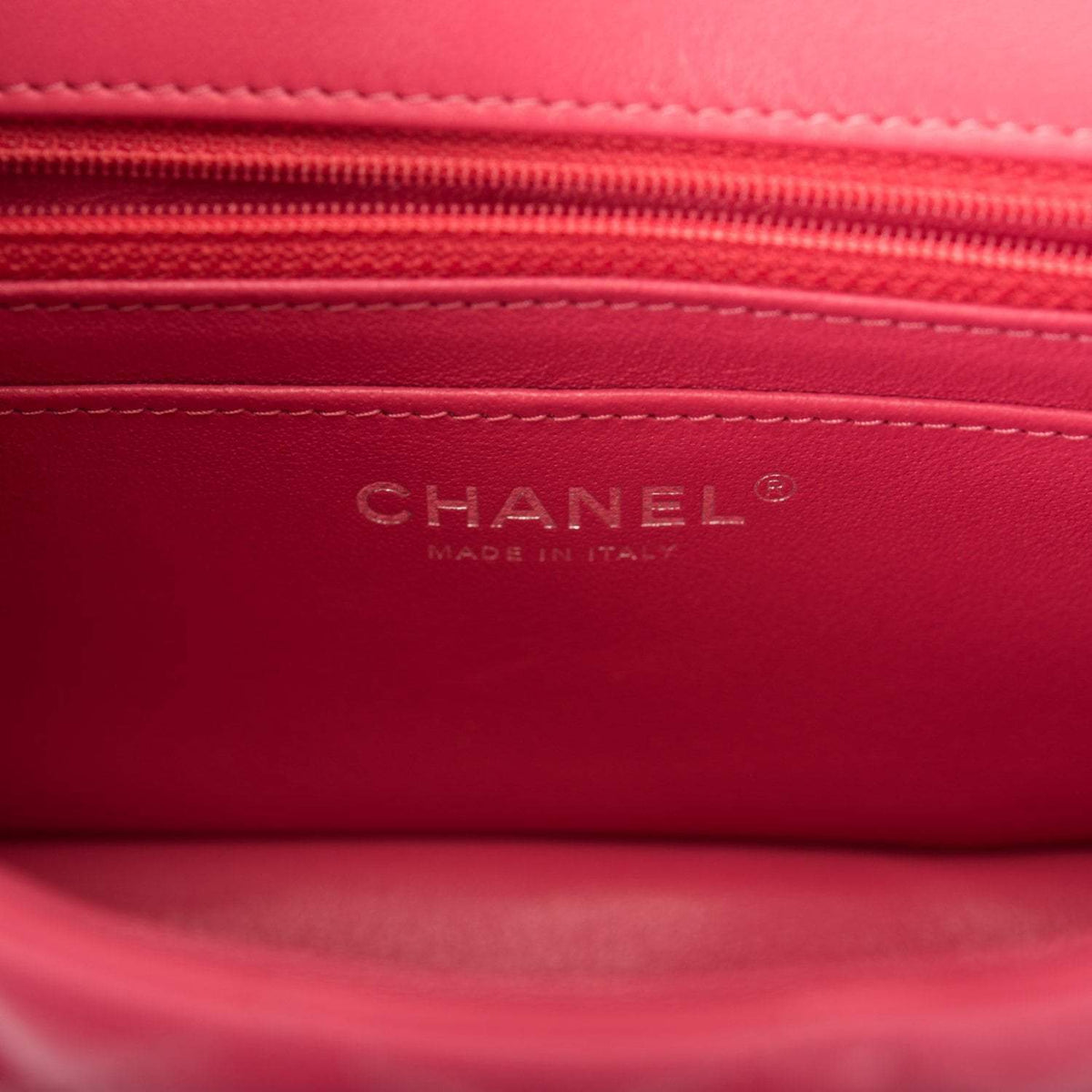 Chanel Pink Quilted Lambskin Rectangular Mini Classic Flap Bag Silver Hardware