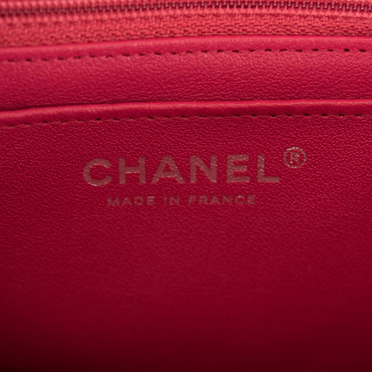 Chanel Mini Rectangular Flap Bag Red Caviar Silver Hardware