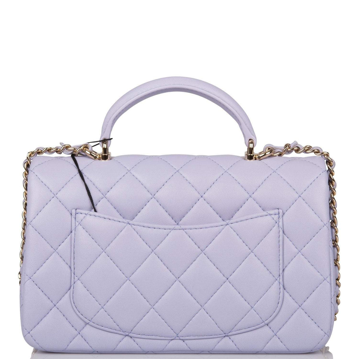 Chanel Rectangular Mini Flap Bag with Top Handle Lavender Quilted Lambskin Light Gold Hardware