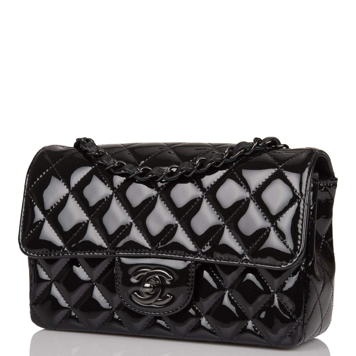 Chanel Mini Rectangular Flap Bag SO Black Patent Black Hardware