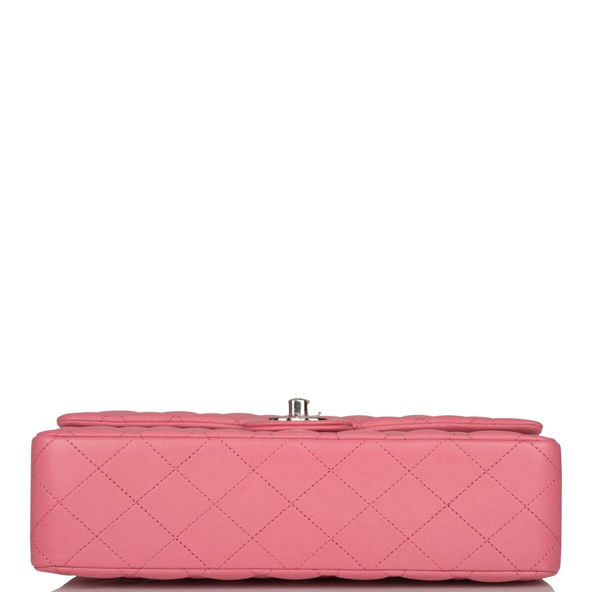 Chanel Medium Classic Double Flap Bag Rose Quilted Lambskin Silver Hardware