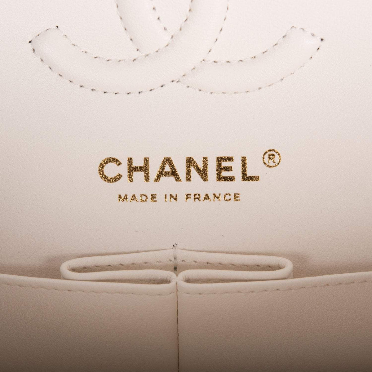 Chanel Small Classic Double Flap White Caviar Light Gold Hardware