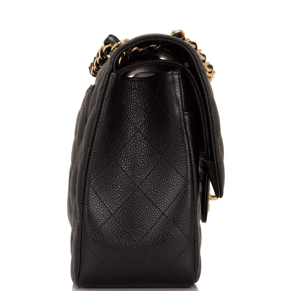 Chanel Black Quilted Caviar Jumbo Classic Double Flap Bag Gold Hardware
