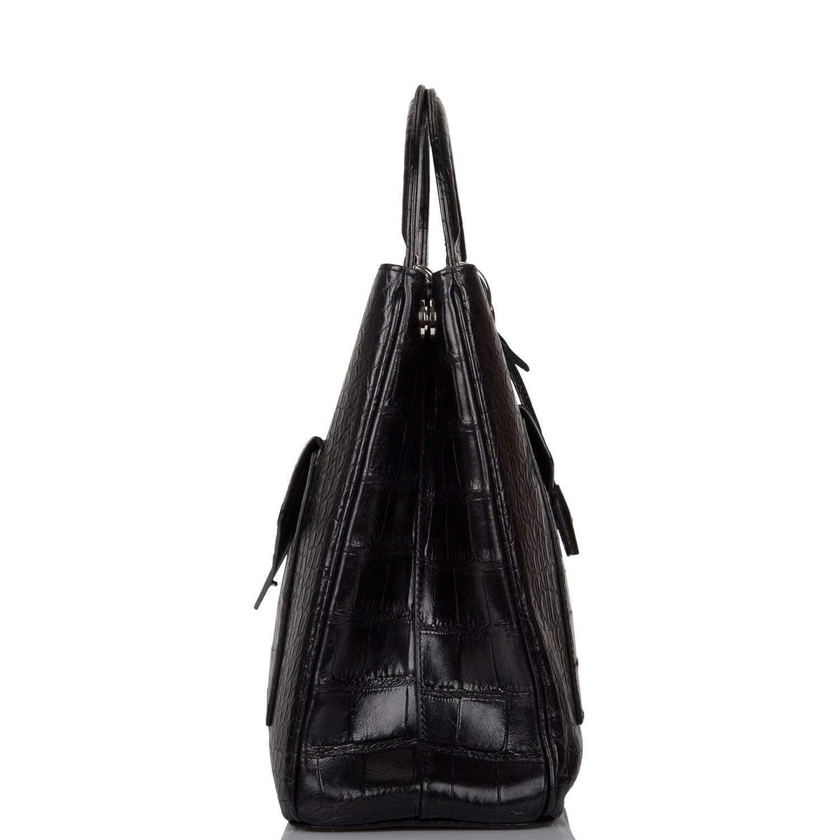 Christian Dior Black Diorissimo Pocket Matte Alligator Tote Silver Hardware