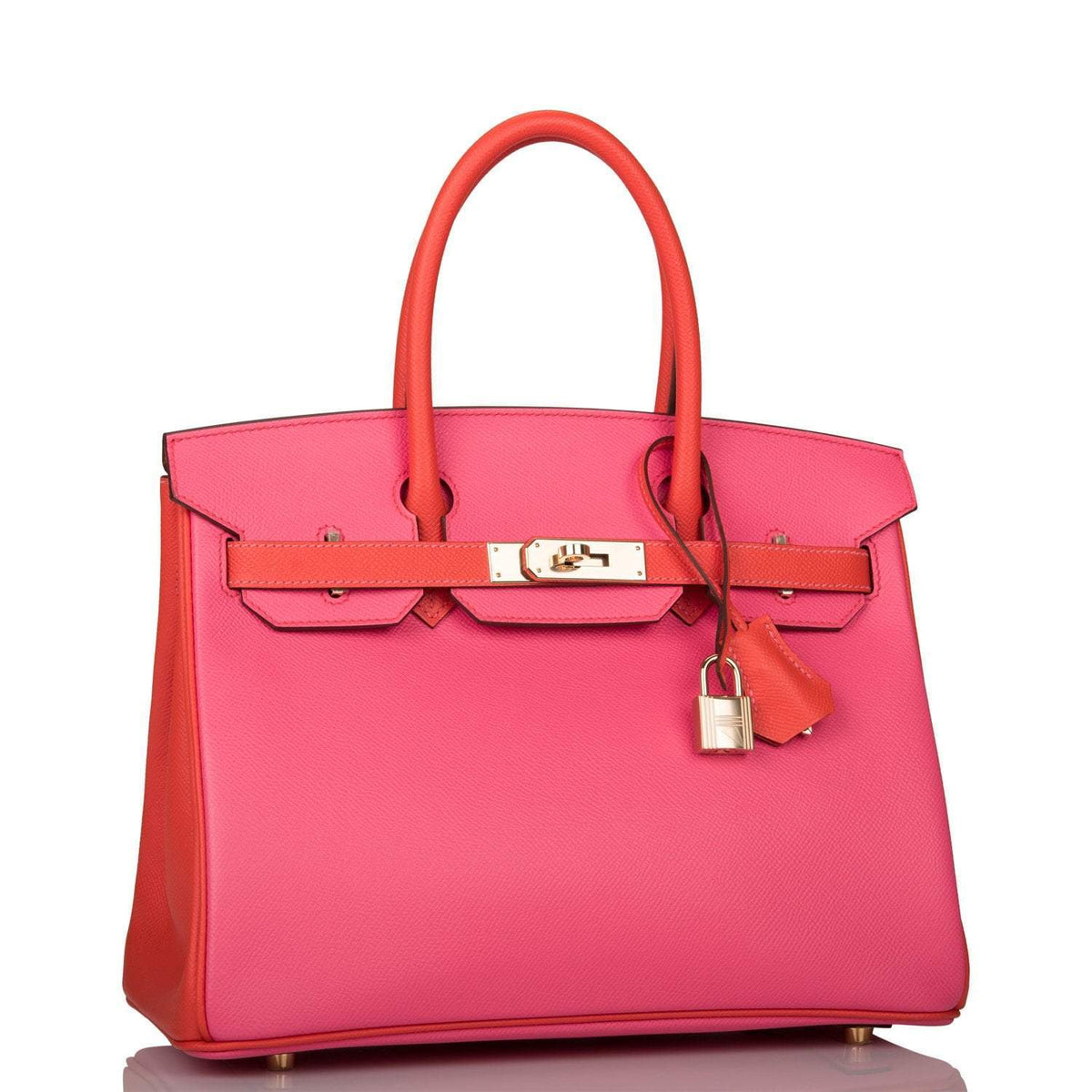 Hermes Birkin 30cm Bi-Color Rose Azalee and Feu Epsom Permabrass Hardware