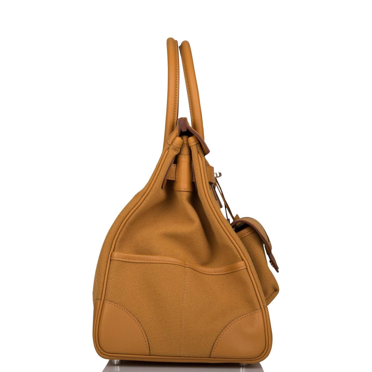 Hermes Birkin 35cm Desert/Sesame Swift and Toile Canvas "Cargo" Palladium Hardware