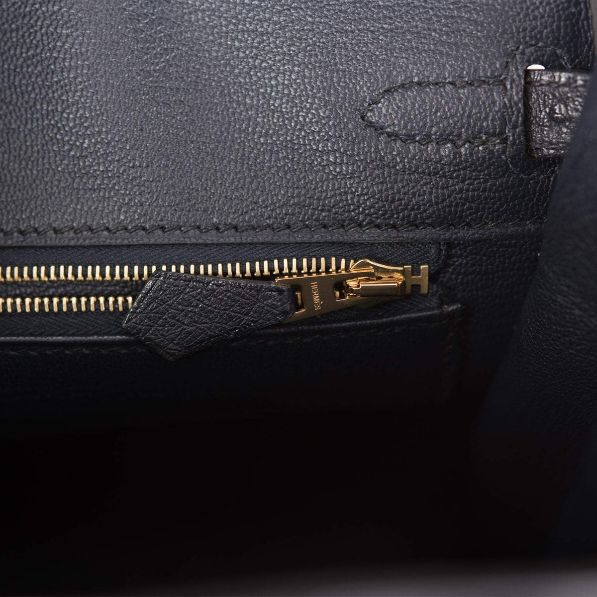 Hermes Birkin 25 Bleu Indigo Ostrich Rose Gold Hardware