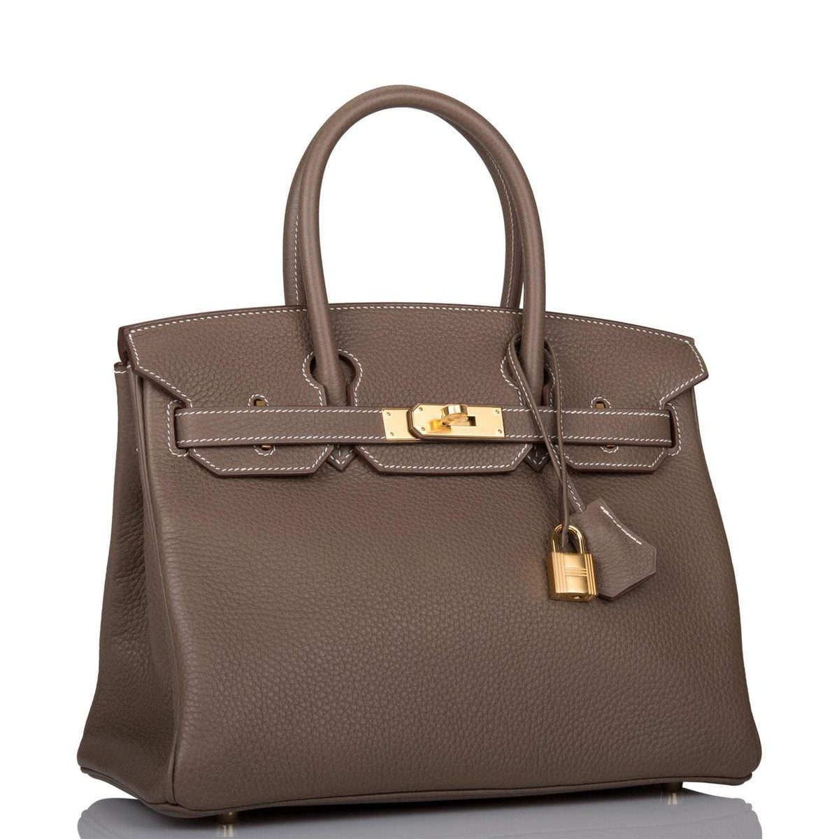Hermes Etoupe Clemence Birkin 30cm Gold Hardware