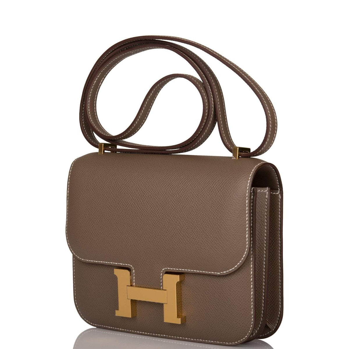 Hermes Etoupe Epsom Mini Constance 18cm Gold Hardware