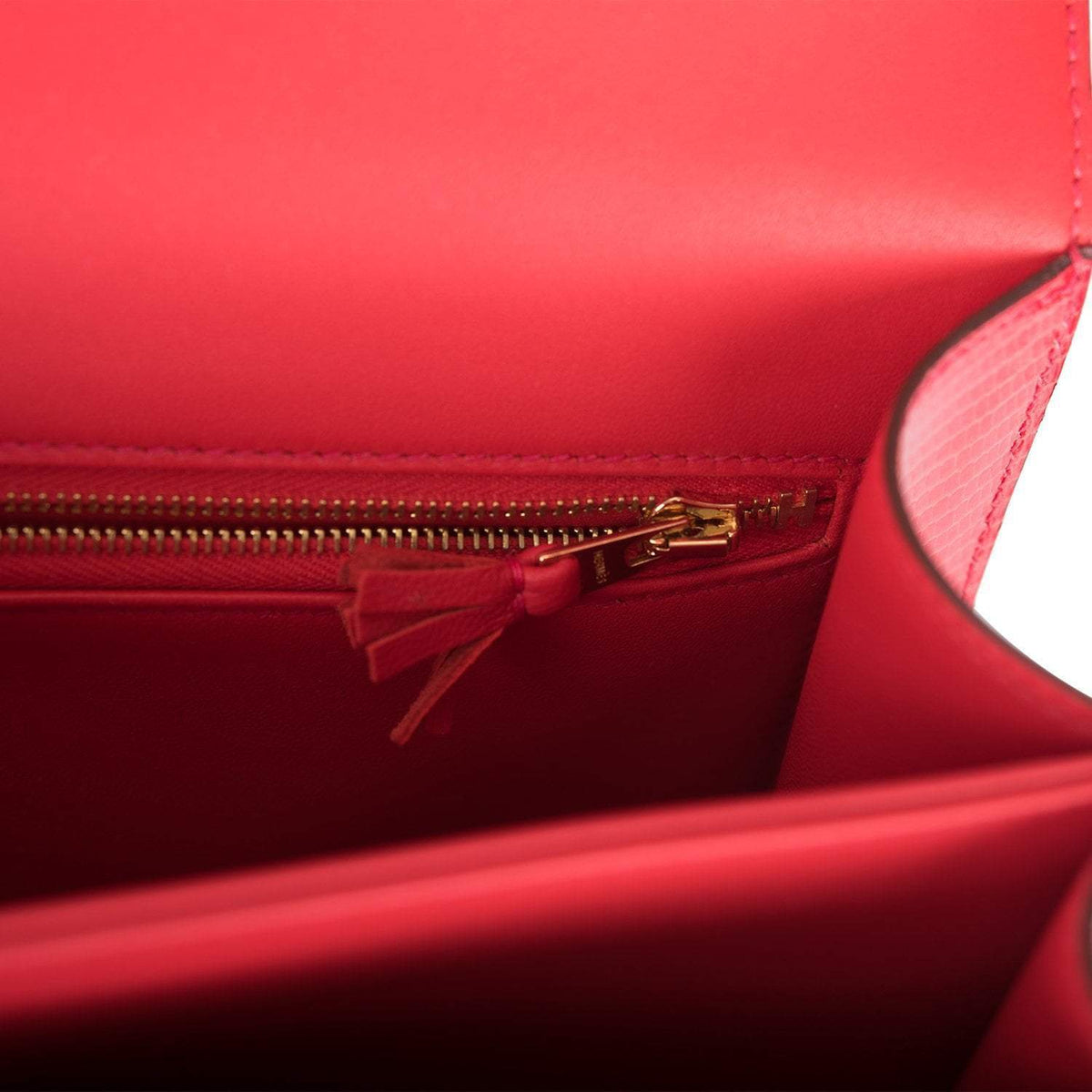 Hermes Rouge Exotique Lizard Niloticus Constance 24cm Gold Hardware