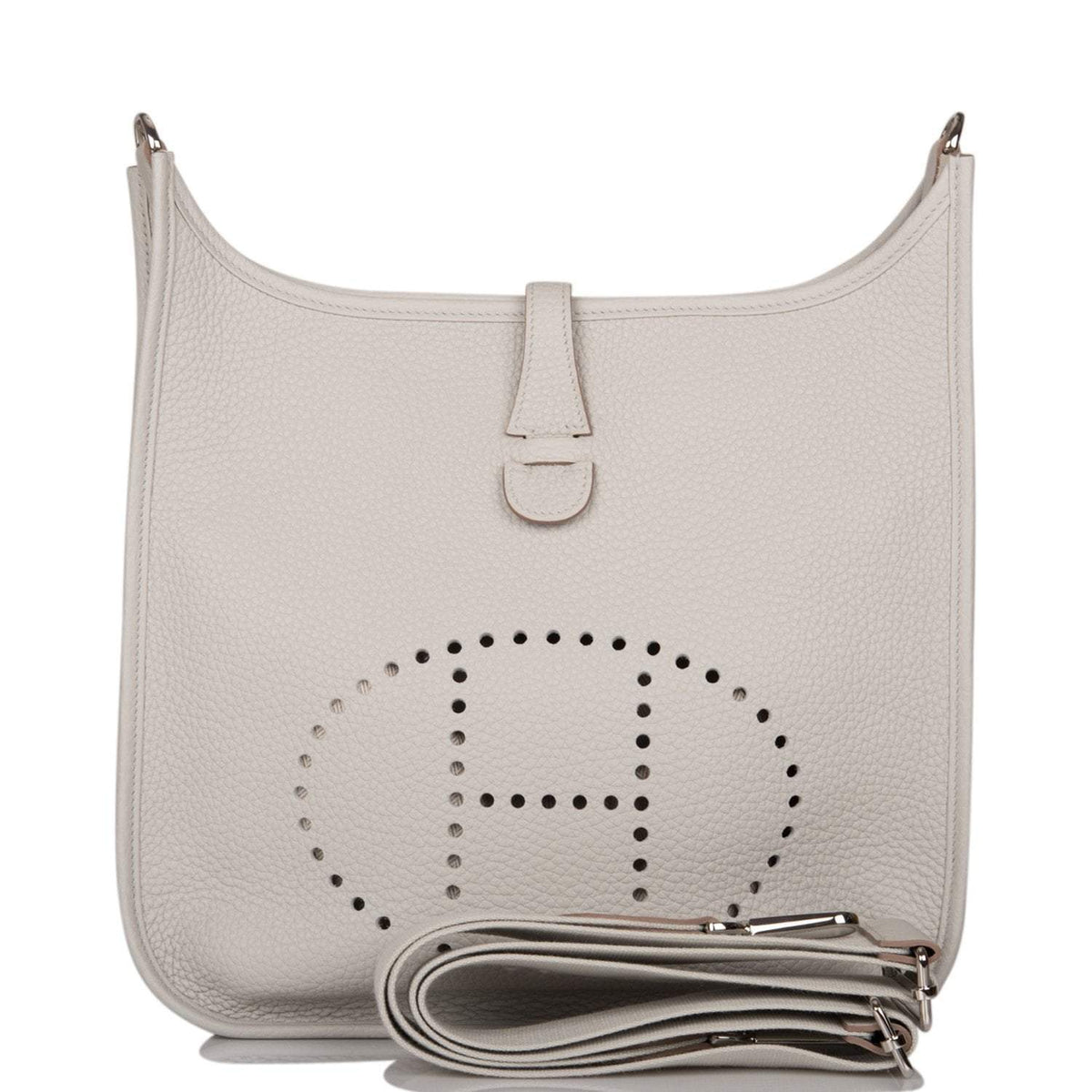 Hermes Gris Perle Clemence Evelyne III PM Bag Palladium Hardware