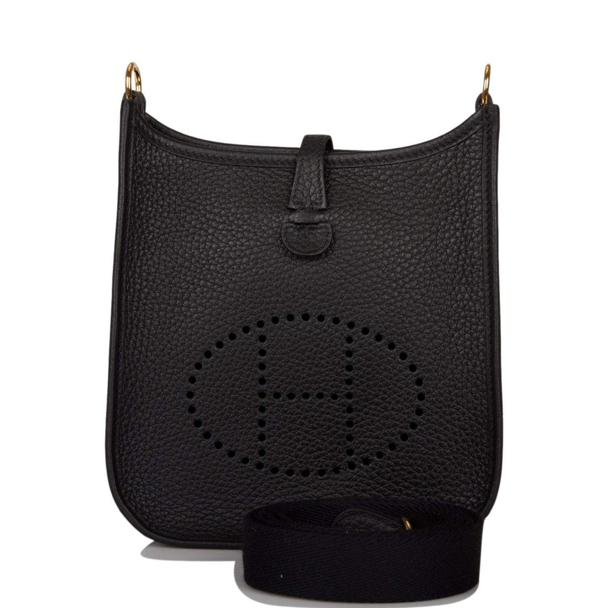 Hermes Black Clemence Evelyne TPM Bag Gold Hardware