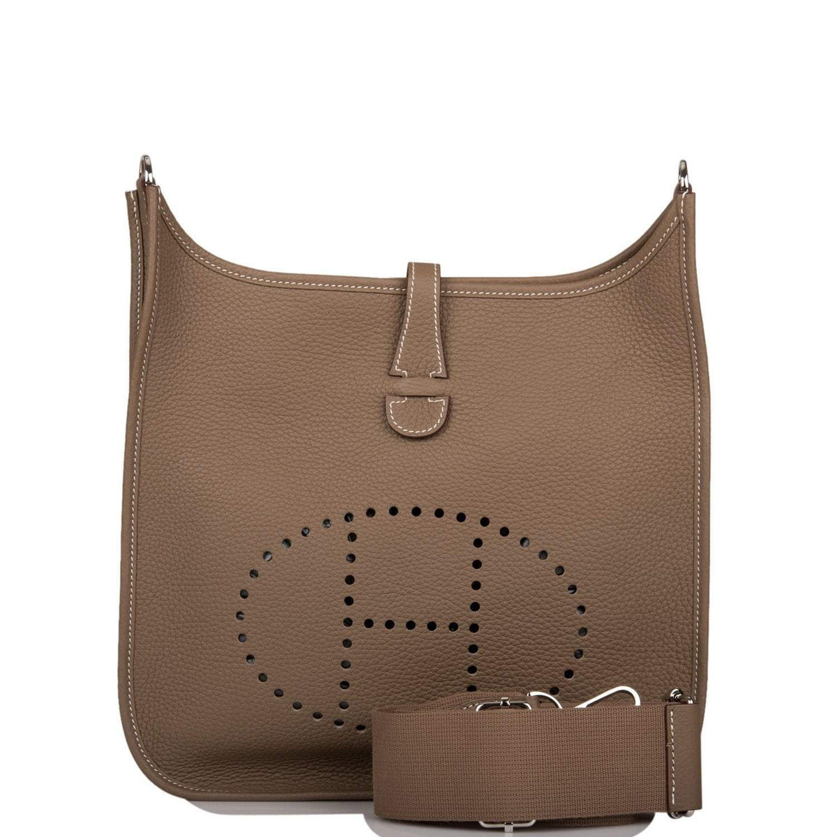 Hermes Evelyne III PM Etoupe Clemence Palladium Hardware