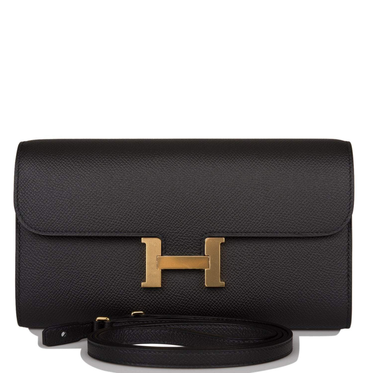Hermes Black Epsom Constance Wallet To Go Gold Hardware