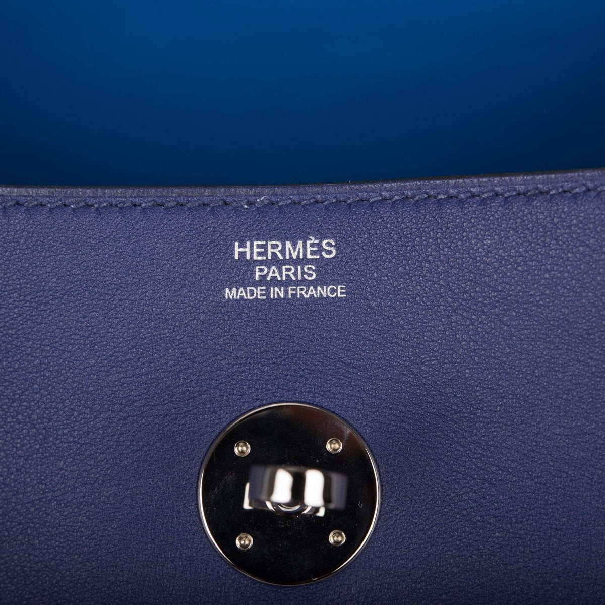Pre-owned Hermes Lindy 30cm Bleu Encre Verso Swift Palladium Hardware