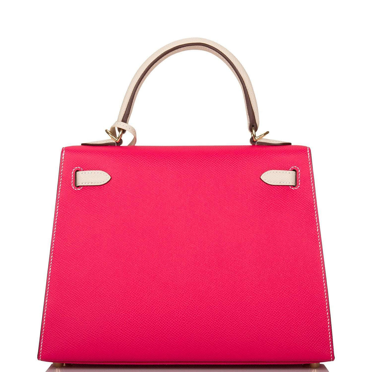 Hermes Kelly 25cm Bi-Color Rose Extreme and Craie Epsom Sellier Permabrass Hardware