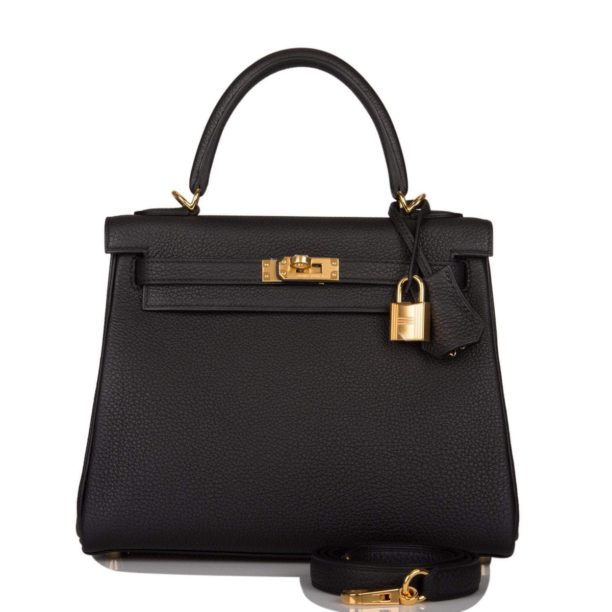 Hermes Kelly Retourne 25 Black Togo Gold Hardware