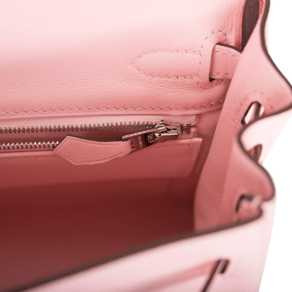 Hermes Rose Sakura Swift Retourne Kelly 25cm Palladium Hardware