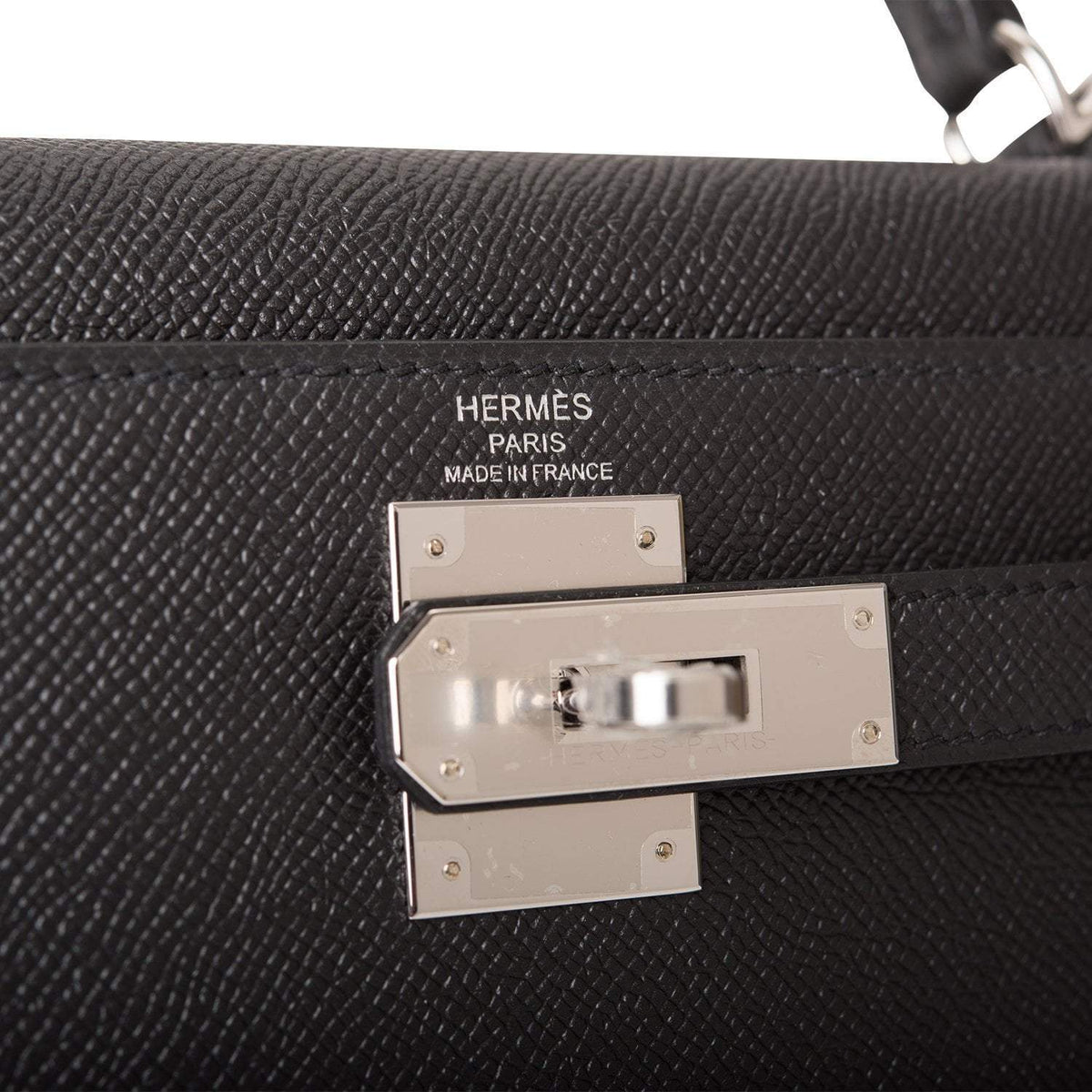 Hermes Black Epsom Sellier Kelly 28cm Palladium Hardware