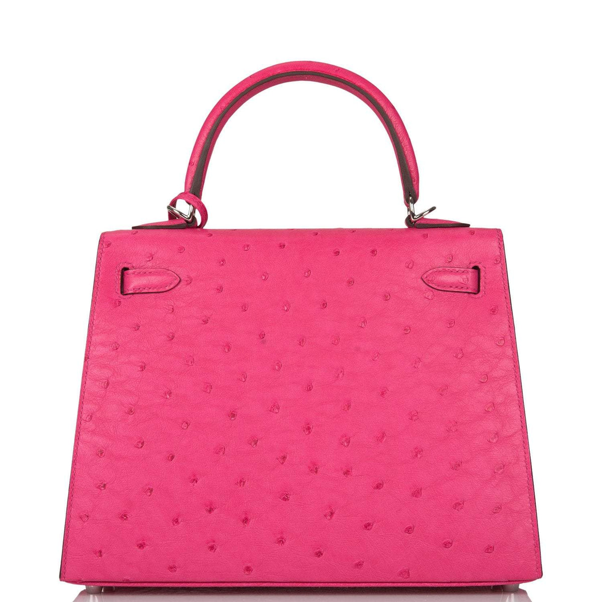 Hermes Rose Tyrien Ostrich Sellier Kelly 25cm Palladium Hardware