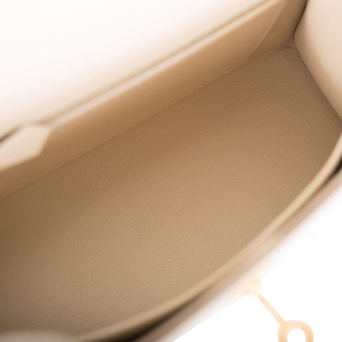 Hermes Kelly 25cm Bi-Color Craie and Etoupe Epsom Sellier Brushed Gold Hardware