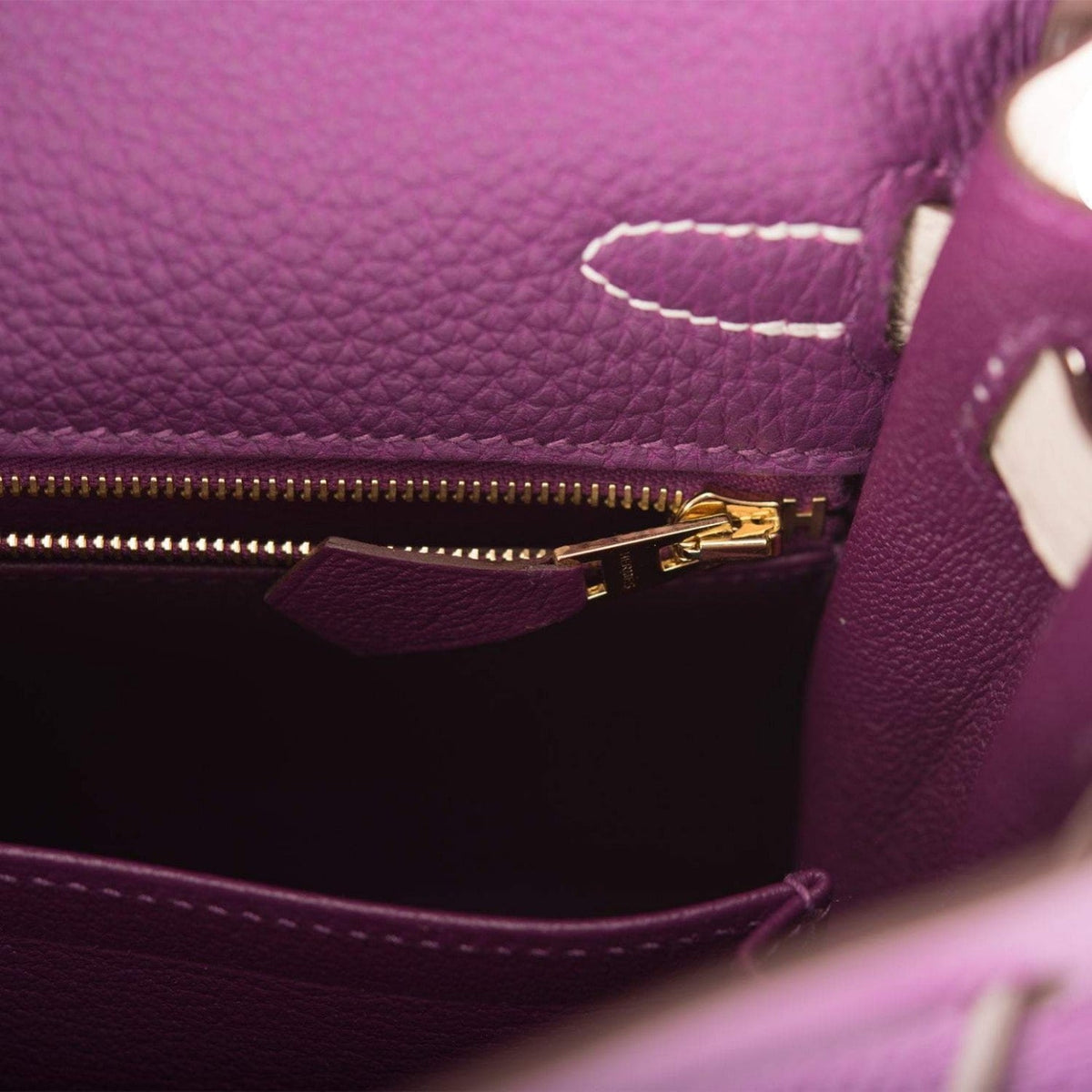 Hermes Kelly 25cm Brushed Gold Hardware Bi-Color Anemone and Craie Togo Retourne