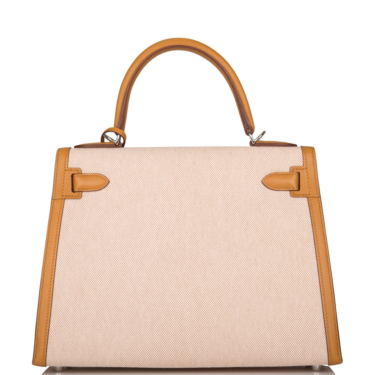 Hermes Sesame Toile and Swift Sellier Kelly 28cm Palladium Hardware