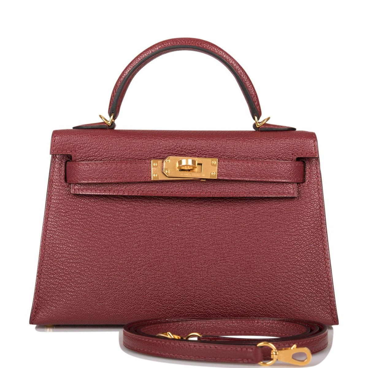 Hermes Rouge H Chevre Sellier Kelly 20cm Gold Hardware