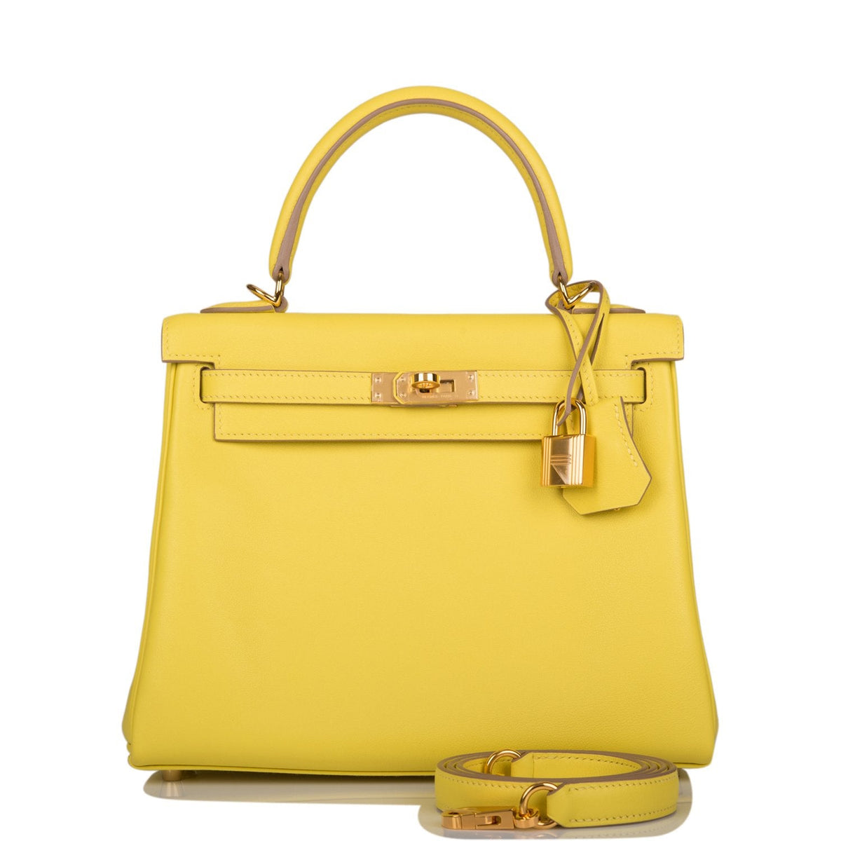 Hermes Lime Swift Retourne Kelly 25cm Gold Hardware