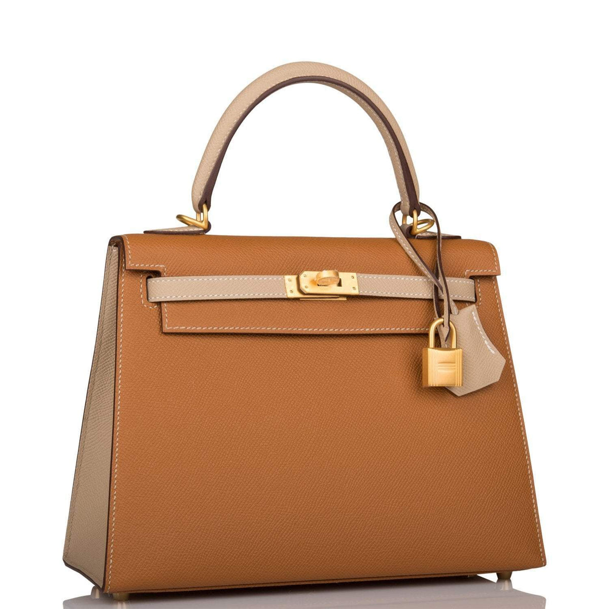 Hermes Kelly Sellier 25cm Gold and Trench Epsom Brushed Gold Hardware