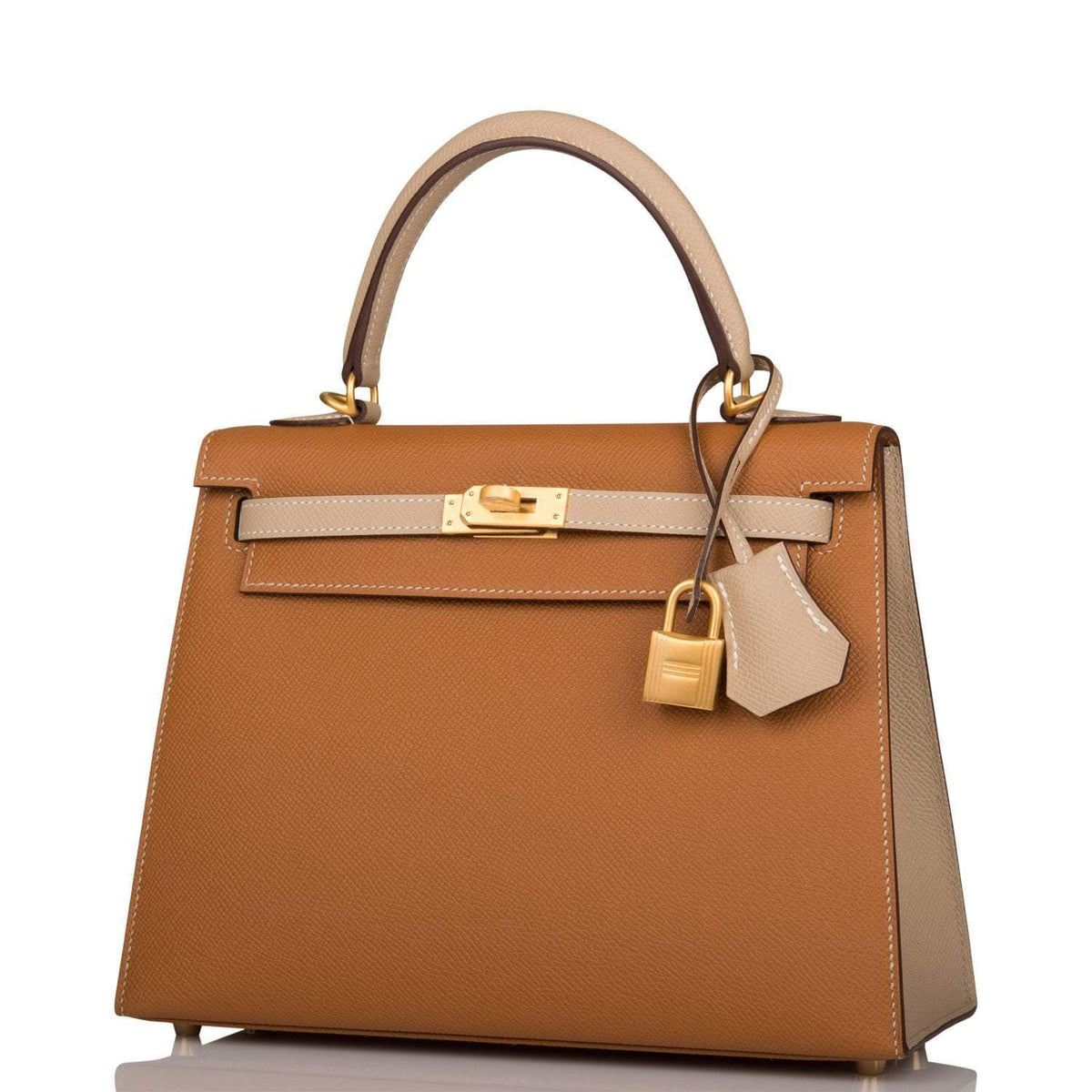 Hermes Kelly Sellier 25cm Gold and Trench Epsom Brushed Gold Hardware