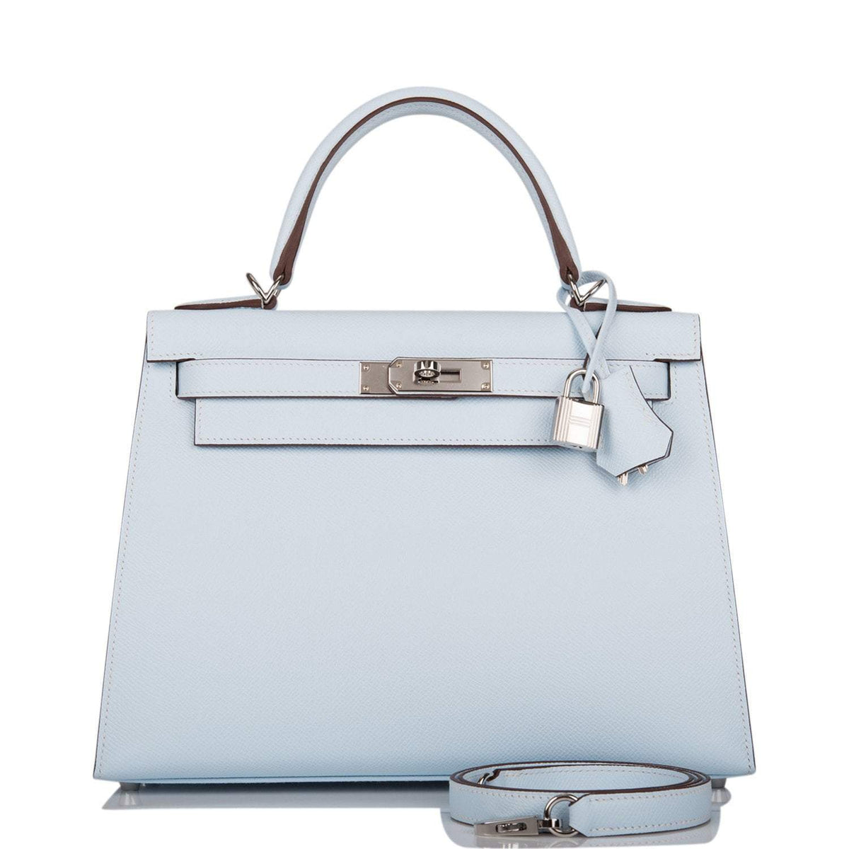 Hermes Bleu Brume Epsom Sellier Kelly 28cm Palladium Hardware