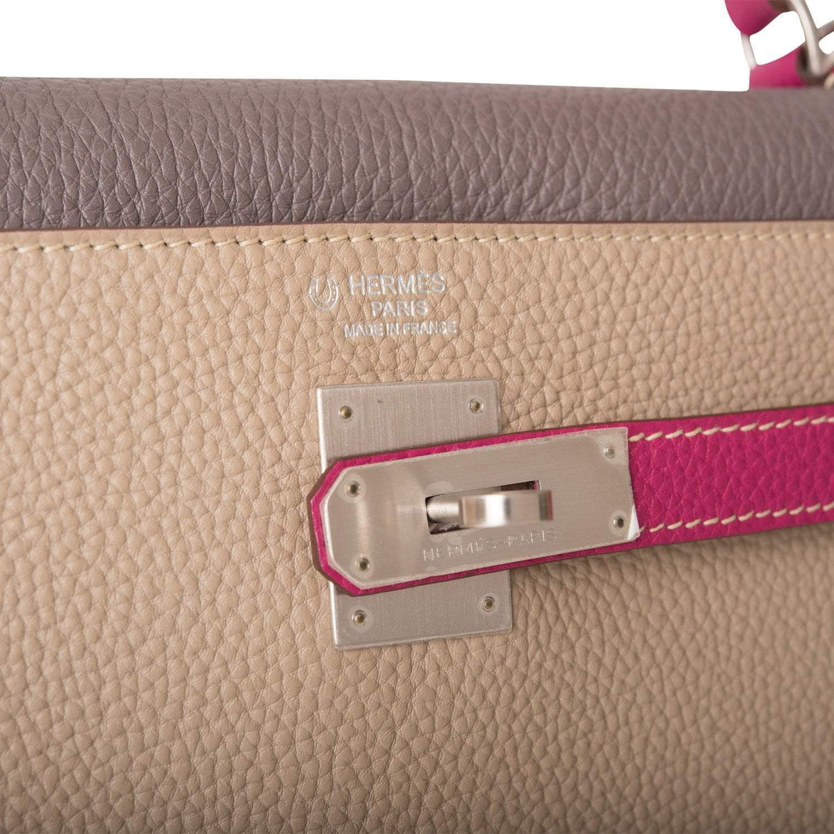 Hermes Kelly Retourne 32 Tosca, Gris Tourterelle and Etain Togo Brushed Palladium Hardware