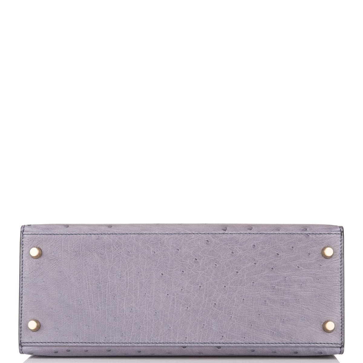 Hermes Kelly 28cm Bi-Color Gris Agate and Gris Perle Ostrich Sellier Brushed Gold Hardware