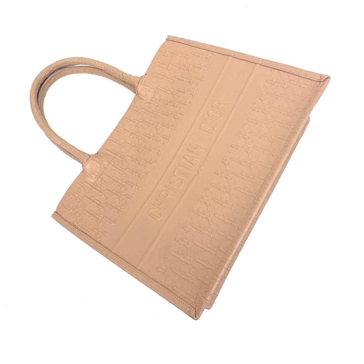 CHRISTIAN DIOR Calfskin Embossed Oblique Small Book Tote