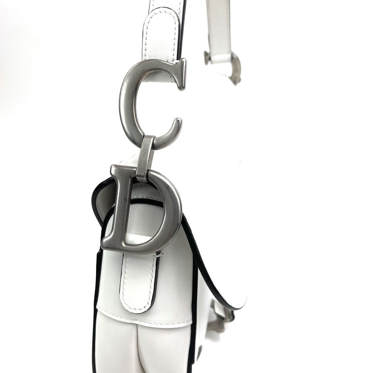 CHRISTIAN DIOR White Leather Saddle Bag