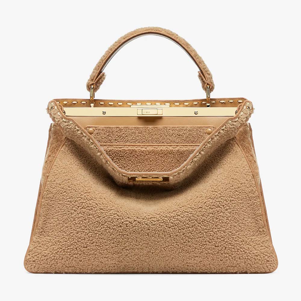 PEEKABOO ISEEU LARGE Beige Sheepskin Bag