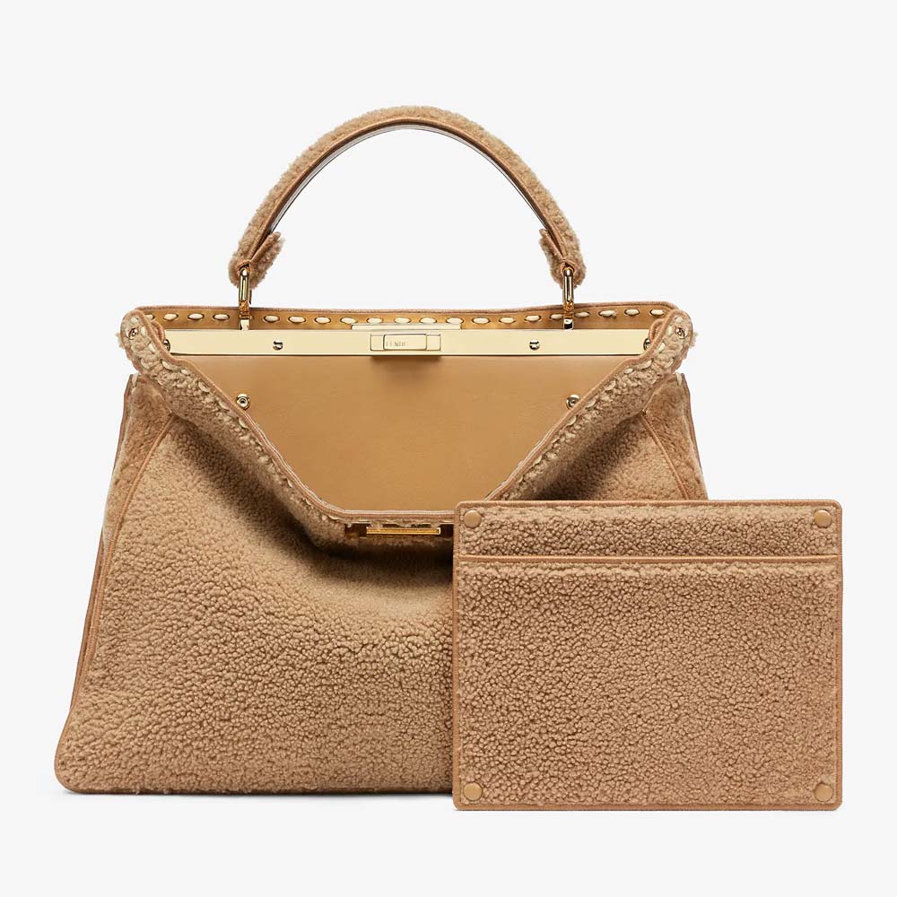 PEEKABOO ISEEU LARGE Beige Sheepskin Bag