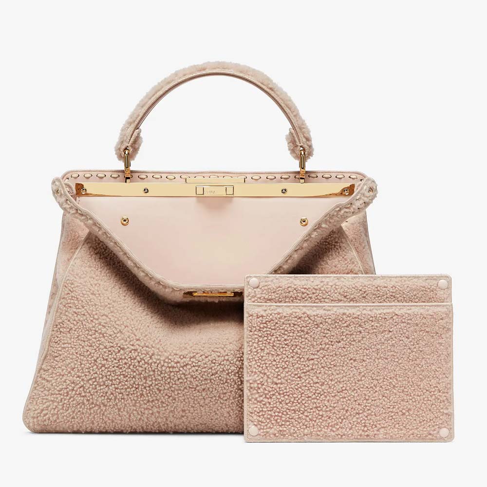 PEEKABOO ISEEU LARGE Pink Sheepskin Bag