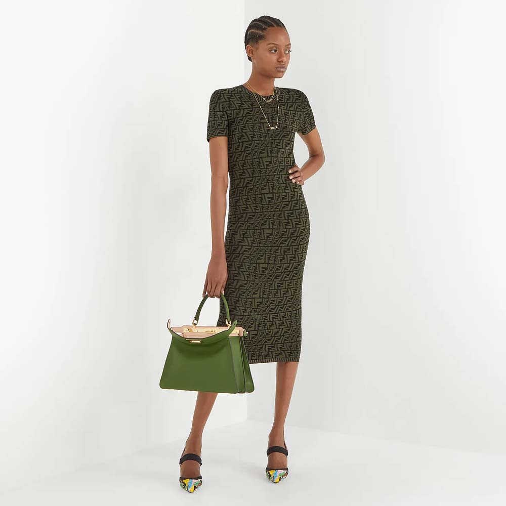 PEEKABOO ISEEU MEDIUM Green Leather Bag