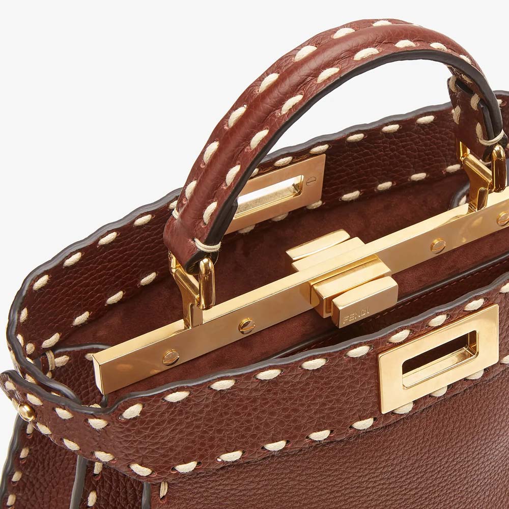 PEEKABOO ISEEU SMALL Brown Full Grain Leather Bag