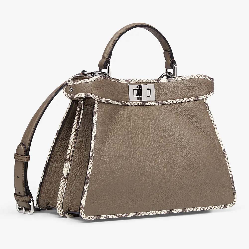 PEEKABOO ISEEU SMALL Grey Full Grain Leather and Elaphe Bag