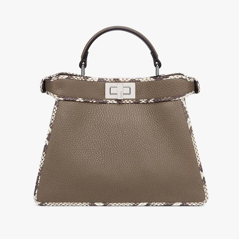 PEEKABOO ISEEU SMALL Grey Full Grain Leather and Elaphe Bag