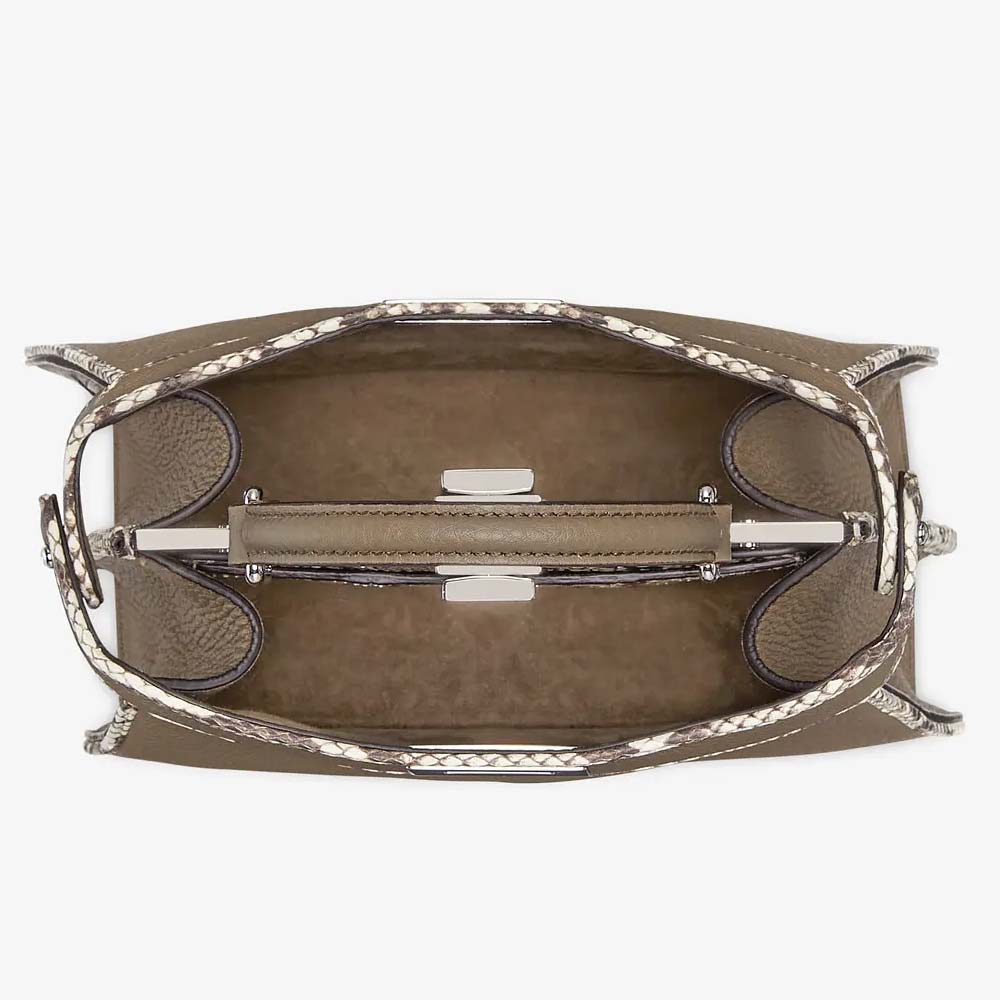 PEEKABOO ISEEU SMALL Grey Full Grain Leather and Elaphe Bag
