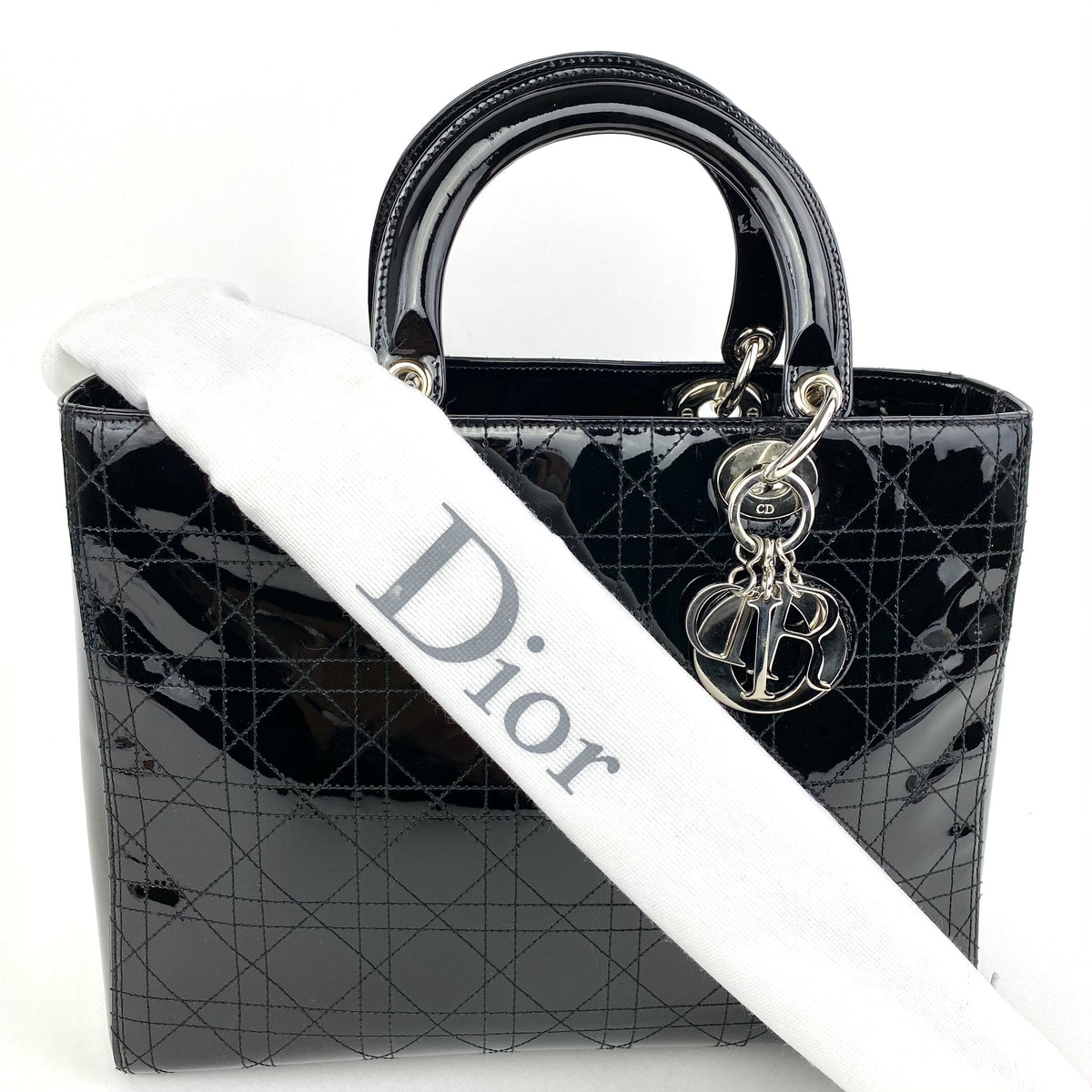 CHRISTIAN DIOR Large Patent Lady Dior Bag
