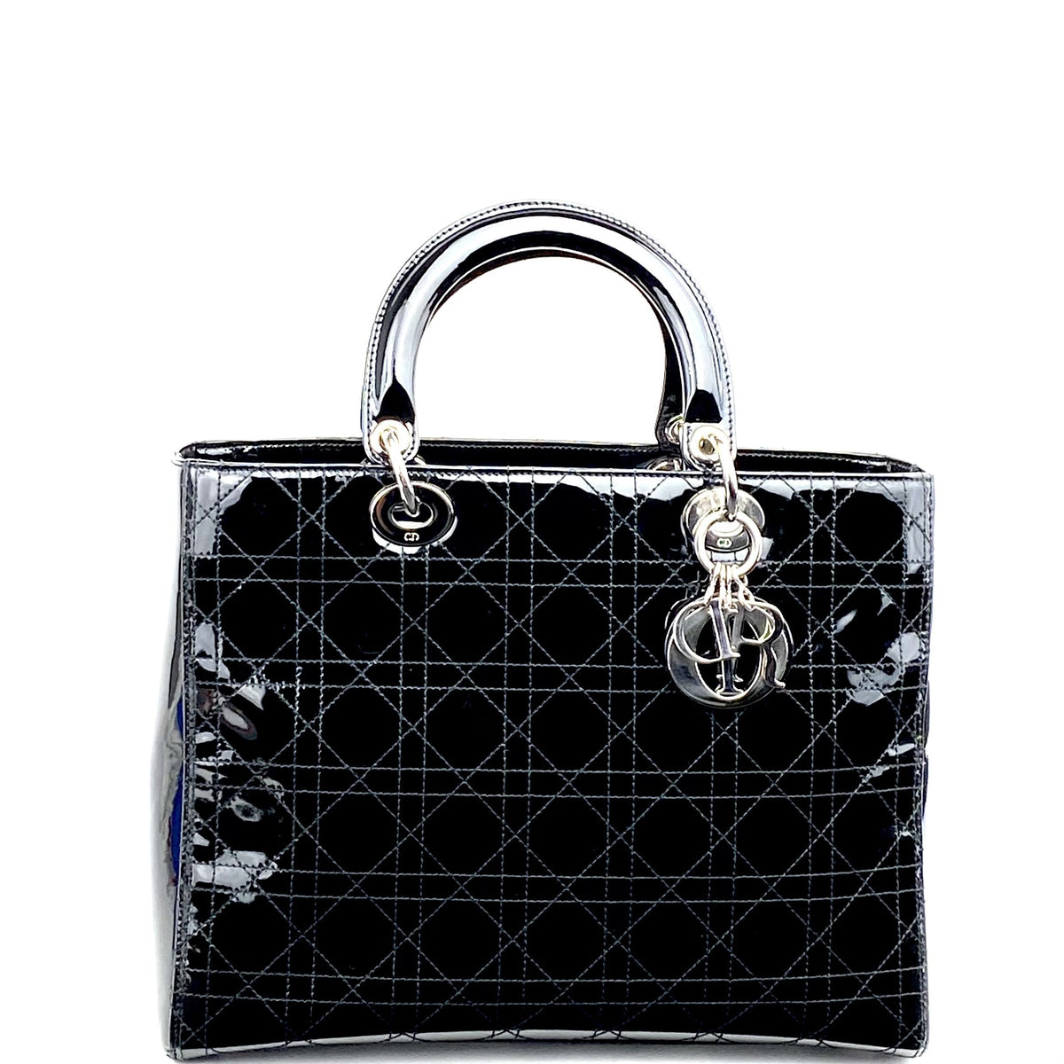 CHRISTIAN DIOR Large Patent Lady Dior Bag